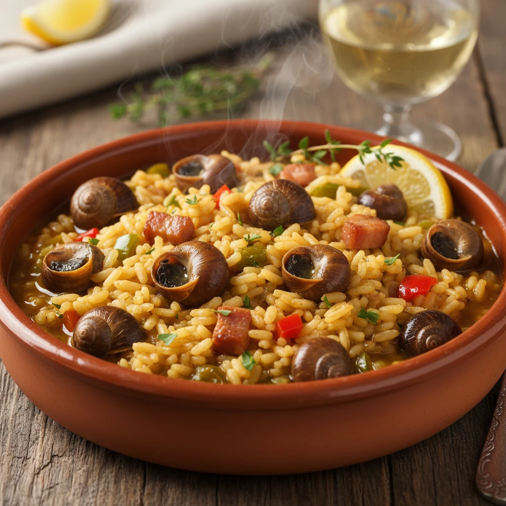 Arroz caldoso con caracoles