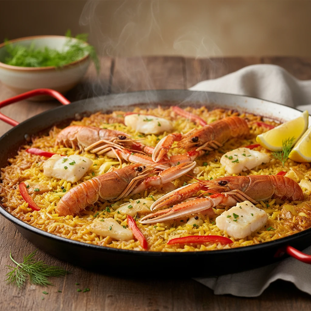 Arroz con bacalao y cigalas