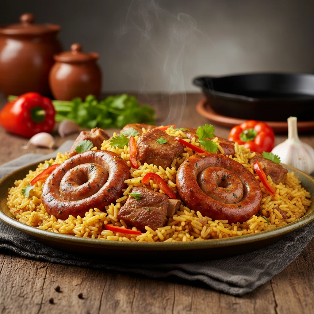 Arroz con costillas y güeñas