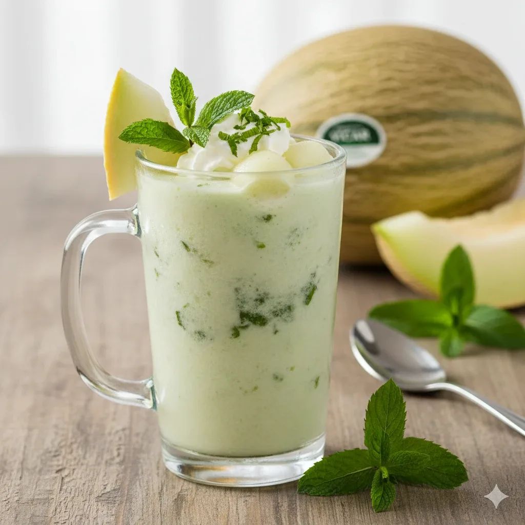 Batido helado de melón Galia de Vícar con hierbabuena