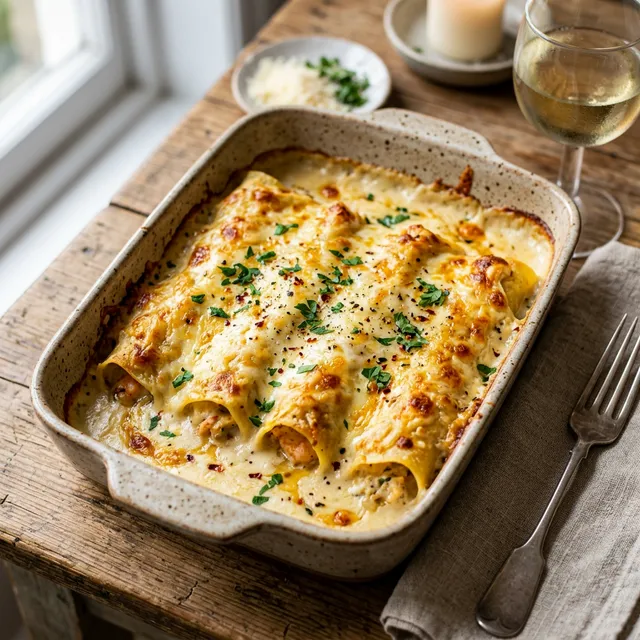 Canelones de pescado y mariscos