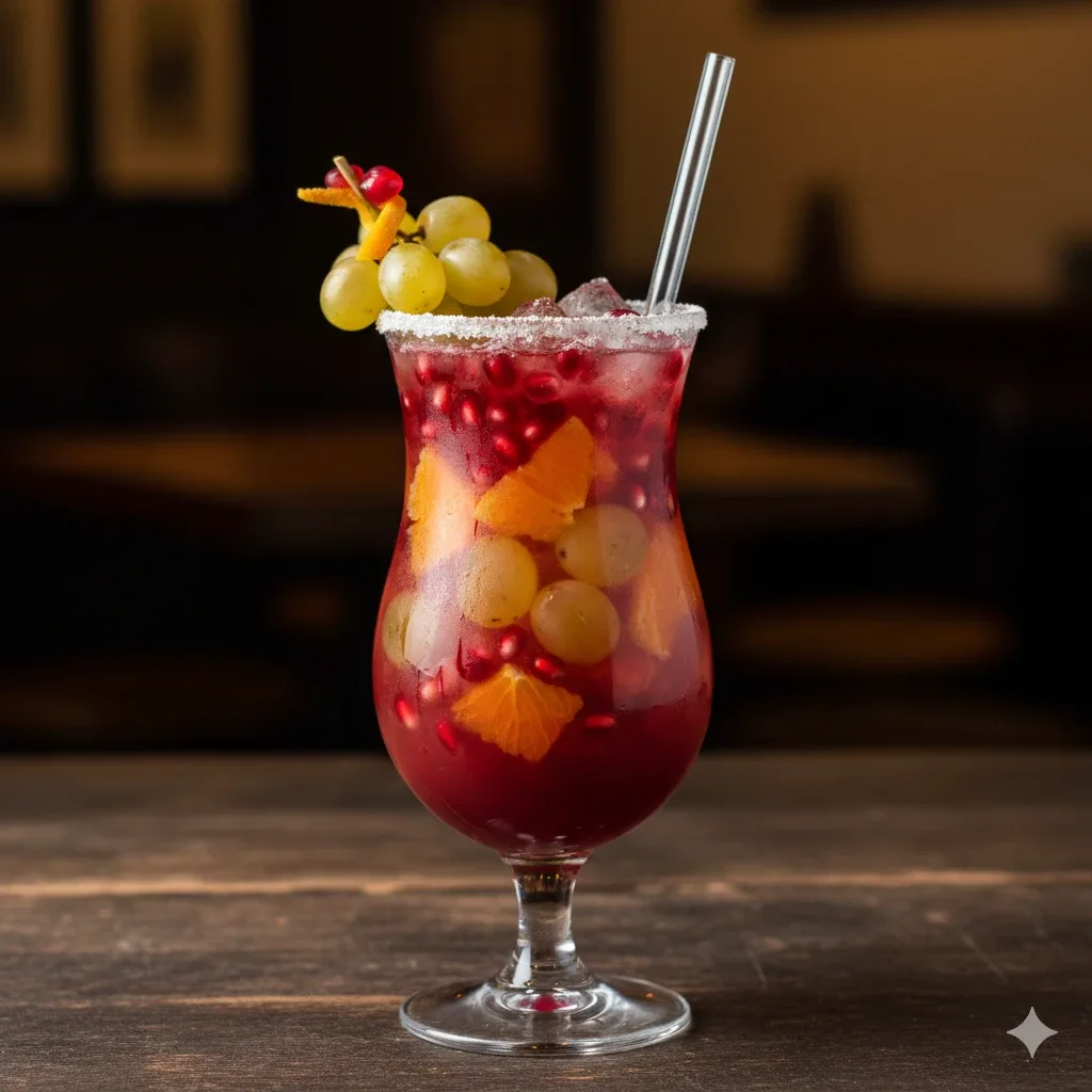 Copa coctel de granadas, mandarinas y uvas de Ohanes