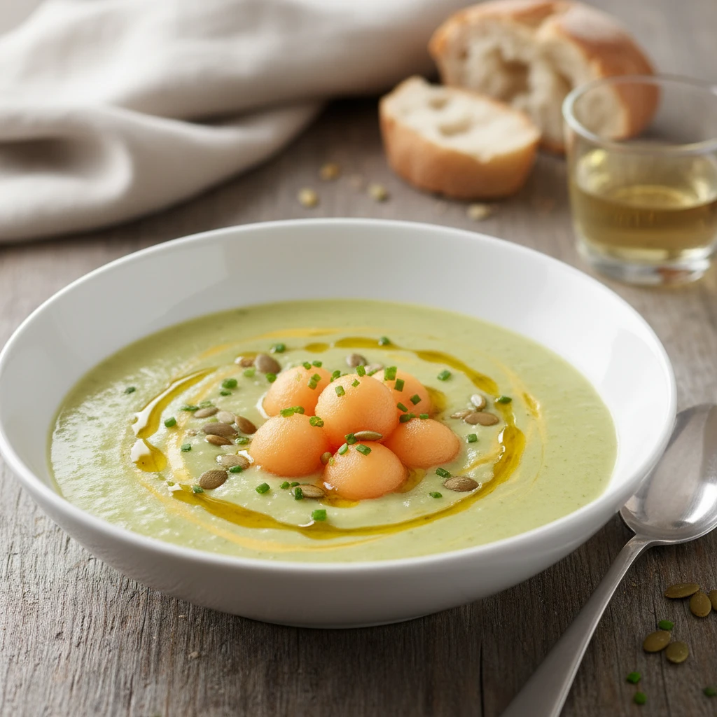 Crema de melón y puerros