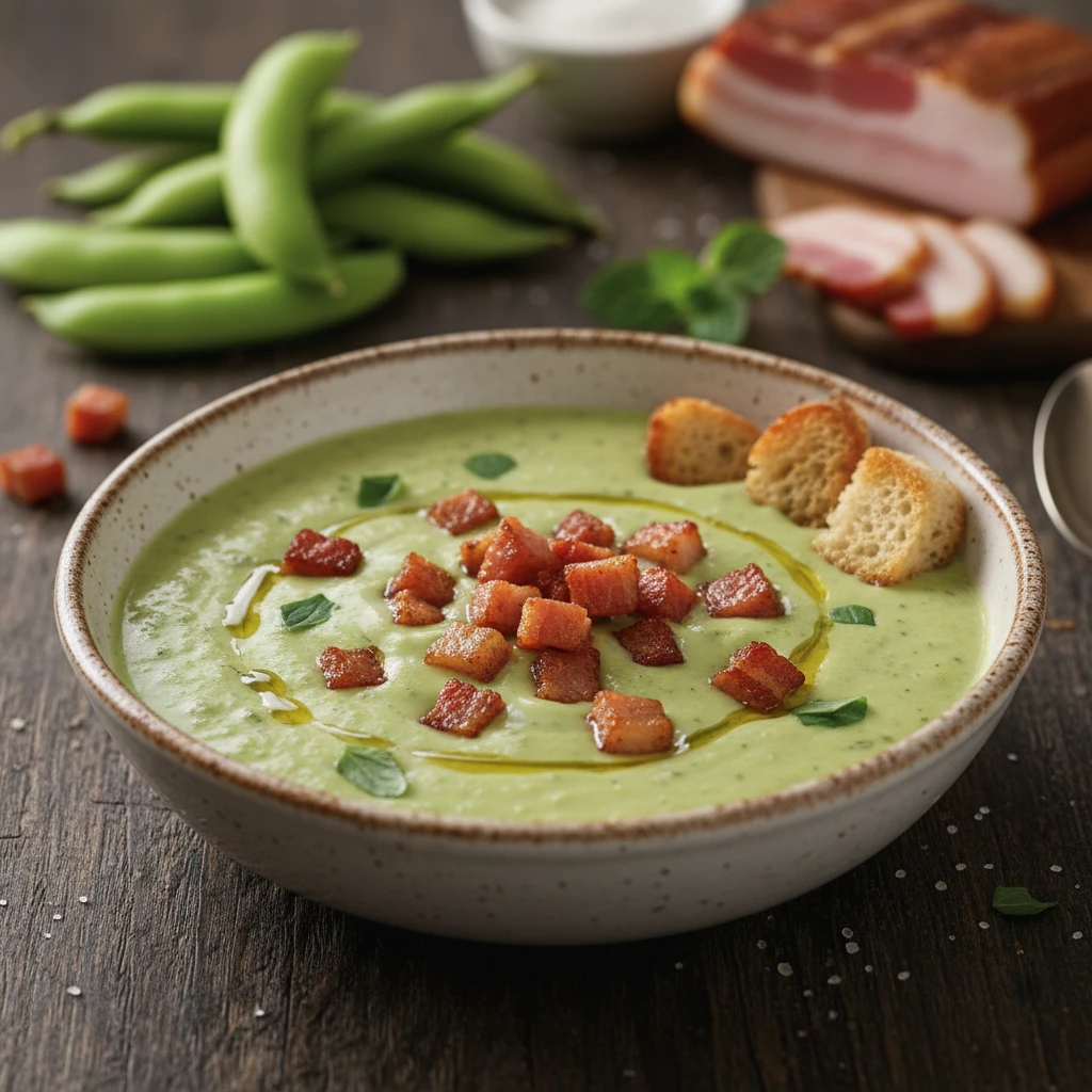 Crema fría de habitas con bacón