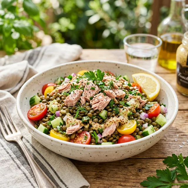 Ensalada de lentejas y atún