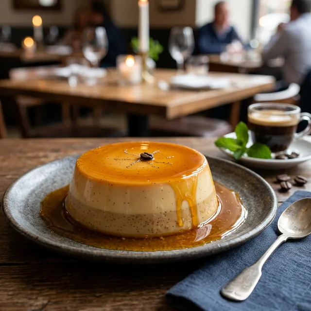Flan de vainilla y café