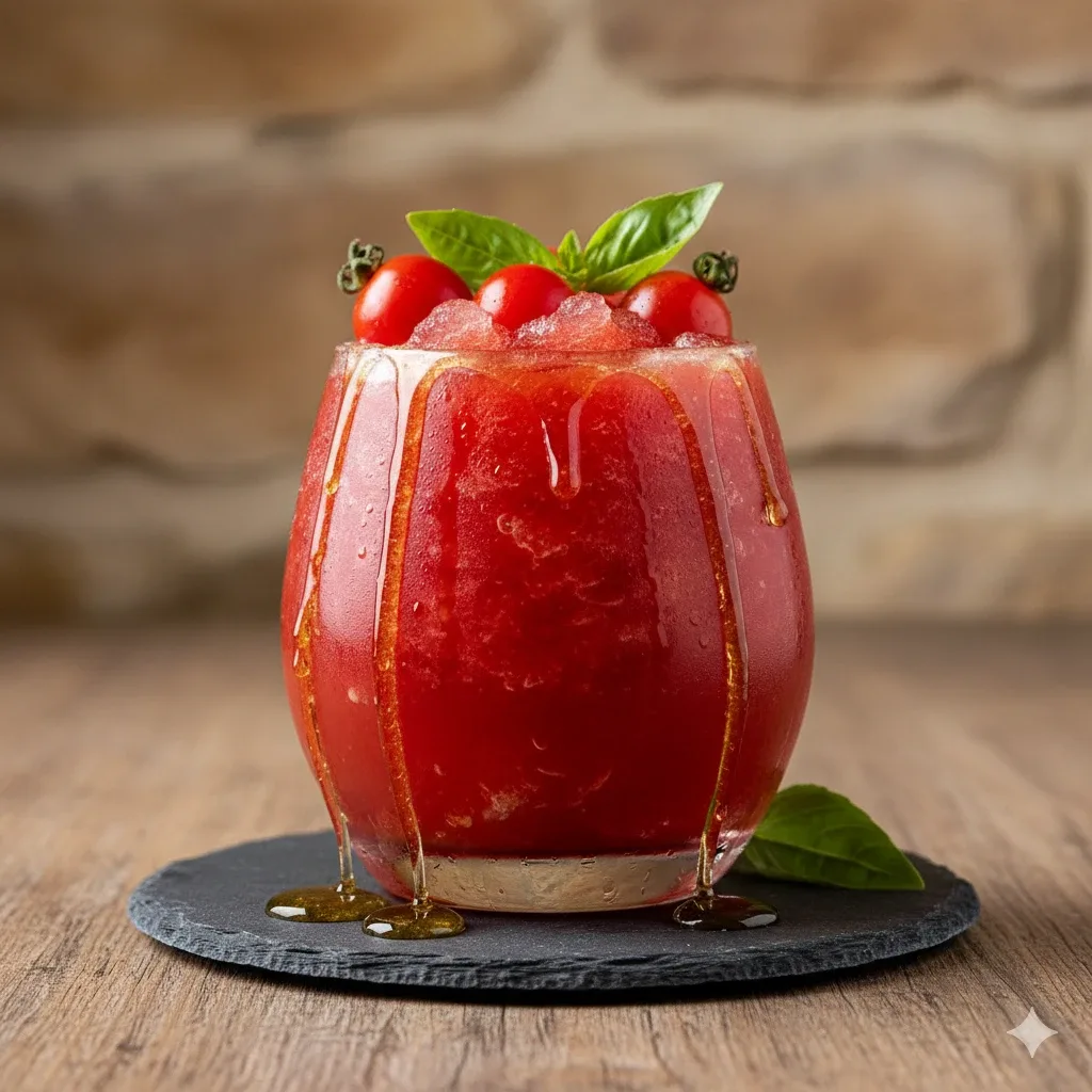 Granizado de tomate raf con miel de la Sierra de Los Filabres