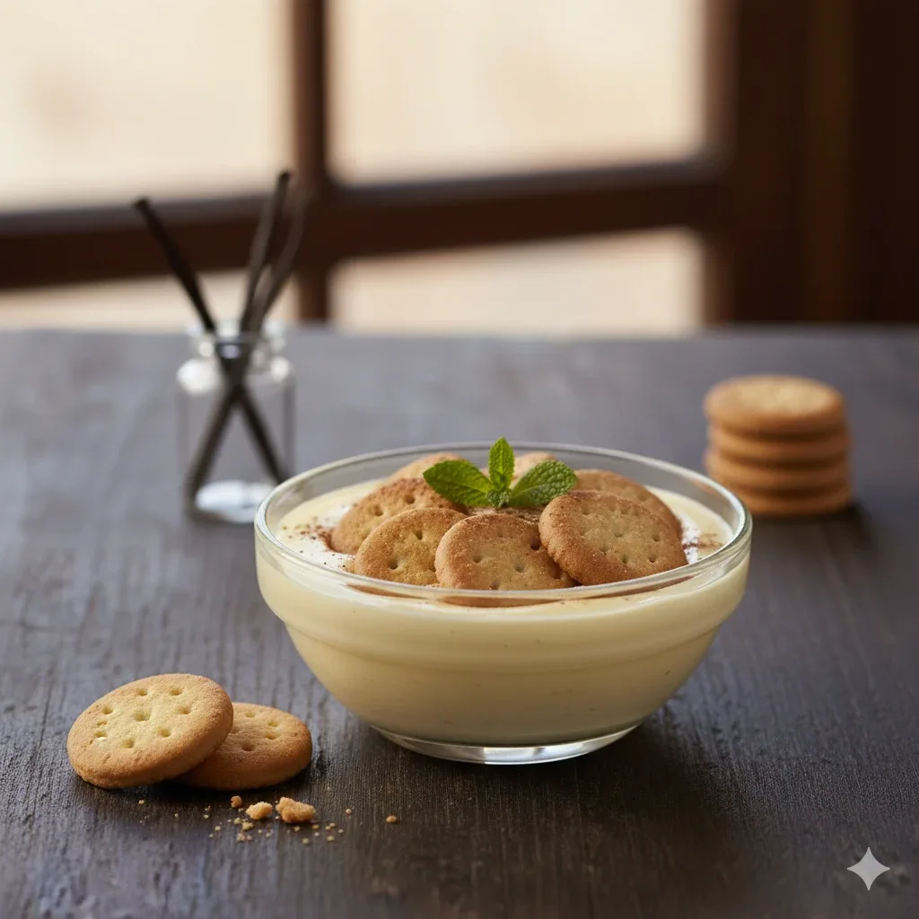 Natillas con galletas artesanas al aroma de vainilla