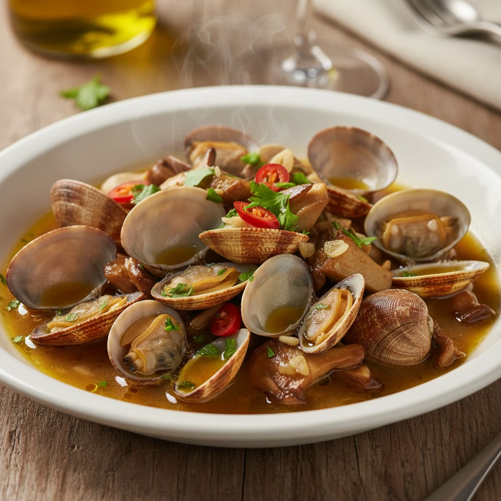 Arroz de verduras, setas y almejas