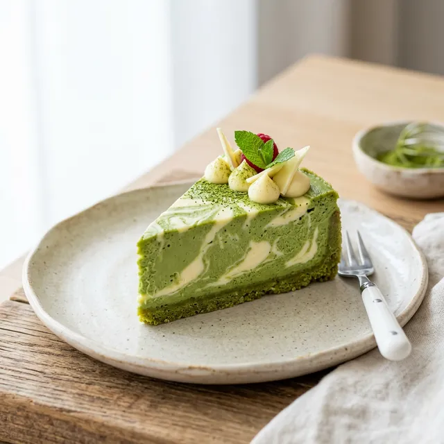 Tarta de Chocolate Blanco y Té Matcha